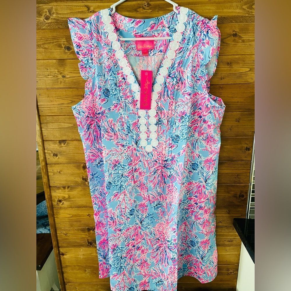 Lilly pulitzer JOAN TUNIC DRESS - CELESTIAL BLUE - SEEK AND SEA - Picture 2 of 6